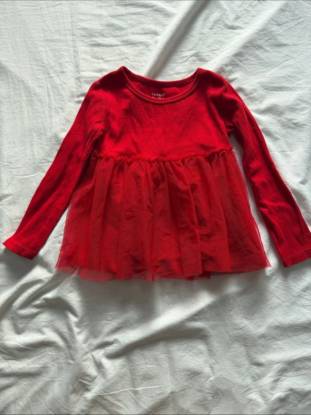 Carter's Red Long-Sleeve Tulle Tunic size 3T